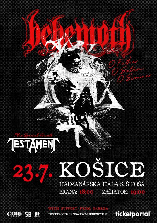 BEHEMOTH  a TESTAMENT navštívia Košice! 